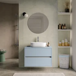 Mobile bagno portalavabo sospeso con cassetti 80 cm carta da zucchero con specchio - Dedalo