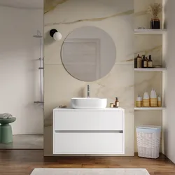 Mobile bagno portalavabo sospeso con cassetti 90 cm bianco opaco con specchio - Dedalo