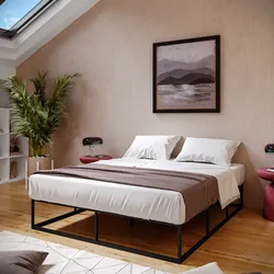 Letto matrimoniale 160x190 cm con struttura in metallo nero opaco e doghe - Boogie