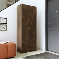 Scarpiera 70x178h cm noce effetto parquet con maniglie oro bronzato e 2 ante - Mufasa