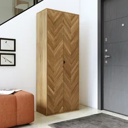 Scarpiera 70x178h cm rovere chiaro effetto parquet con maniglie nero e 2 ante - Mufasa