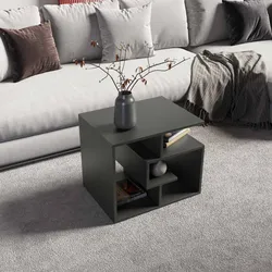 Tavolino 54x40 cm antracite con vani - Kantiko