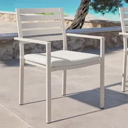 Sedia da giardino impilabile con braccioli e cuscino in alluminio beige - Carioca