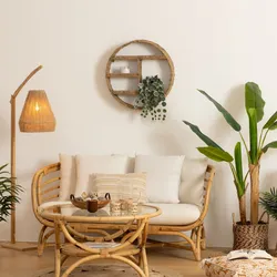 Libreria sospesa rotonda 58 cm in legno intrecciato