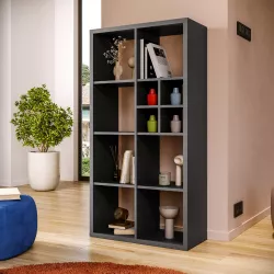 Libreria modulare 74x143h cm antracite con divisorio - Tactik