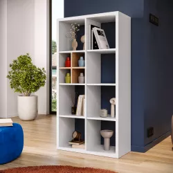 Libreria modulare 74x143h cm bianco con divisorio rovere - Tactik