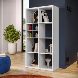 Libreria modulare 74x143h cm bianco con divisorio antracite - Tactik