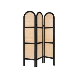 Paravento pieghevole 120x170 h cm in rattan e legno nero - Potik
