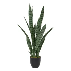 Pianta artificiale sansevieria 90h cm in vaso nero