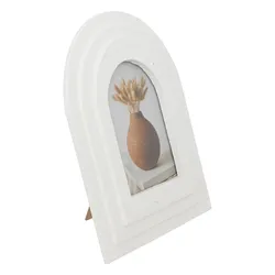 Cornice d'appoggio 10x15h cm in legno bianco effetto pietra