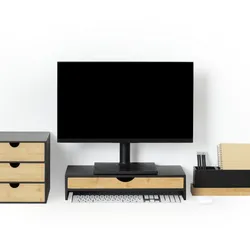 Supporto per computer 10h cm in legno nero e naturale con cassetto - Smartlab