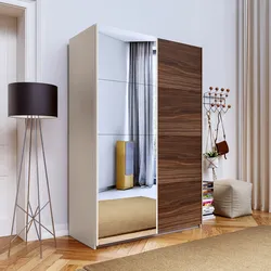 Armadio 150x223h cm cashmere con 2 ante scorrevoli rovere deciso e specchio - Alen