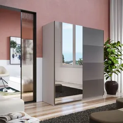 Armadio 203x223h cm cashmere con 2 ante scorrevoli bronzo e specchio - Alen