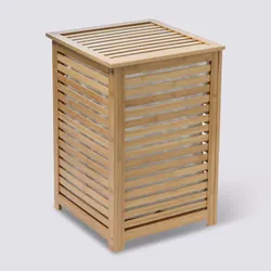 Cesto portabiancheria 65 L in legno bambù naturale estraibile