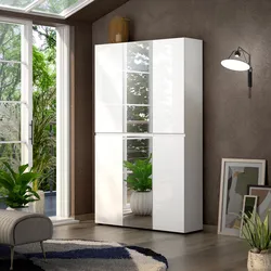 Scarpiera alta 120x200h cm bianco lucido con 6 ante e specchi - Macie
