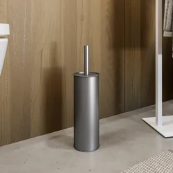 Portascopino d'appoggio in metallo nero satinato - Clover