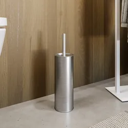 Portascopino d'appoggio in metallo spazzolato - Clover