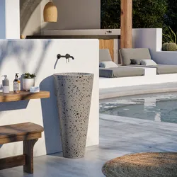 Lavabo freestanding da giardino 45x90 h cm in terrazzo fumo - Marks