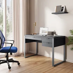 Scrivania 120x60 cm in legno rovere carbone con porta usb e cassetti - Belvedere