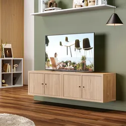 Mobile porta tv sospeso 147x39h cm rovere con 4 ante - Tactik