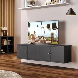Mobile porta tv sospeso 147x39h cm antracite con 4 ante - Tactik