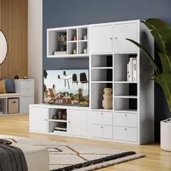 Parete attrezzata 182x143h cm bianco reversibile e modulare - Tactik
