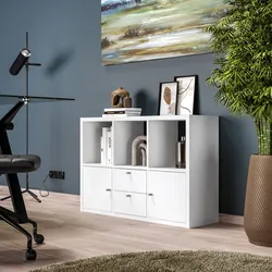 Mobile multiuso modulare 108x74h cm bianco con 2 ante e 2 cassetti - Tactik