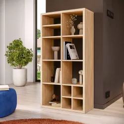 Libreria modulare 73x143h cm effetto rovere con 12 vani - Tactik