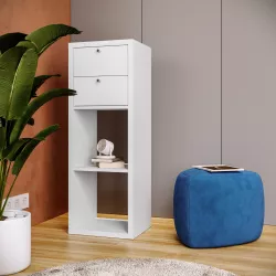 Libreria modulare 39x108h cm bianco con 2 cassetti - Tactik