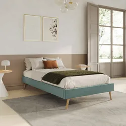 Letto una piazza e mezza sommier 120x200 cm in tessuto effetto maglia verde salvia - Anker