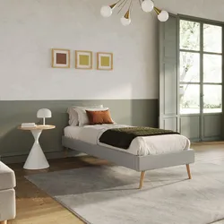 Letto singolo sommier 80x200 cm in tessuto effetto maglia grigio chiaro - Anker