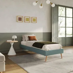 Letto singolo sommier 80x200 cm in tessuto effetto maglia verde salvia - Anker