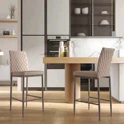 Set 2 sgabelli in similpelle grigio talpa e gambe in metallo grigio - Frest