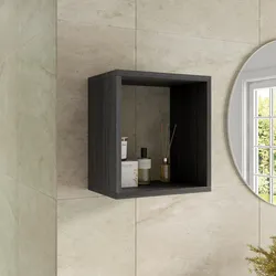 Pensile bagno 35x35 h cm con vano a giorno in legno rovere grigio - Cuki