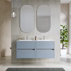 Mobile bagno sospeso 120 cm con cassetti carta da zucchero e specchi - Dedalo