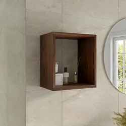 Pensile bagno 35 x 35 h cm con vano a giorno in legno rovere deciso - Cuki
