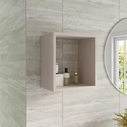 Pensile bagno 35 x 35 h cm con vano a giorno in legno cashmere - Cuki