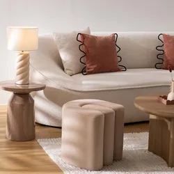 Pouf 40x40 cm in velluto beige - Perla