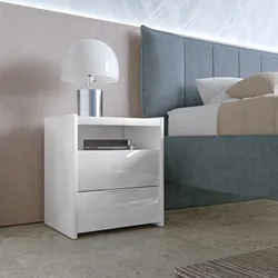 Comodino 51x57h cm con 2 cassetti soft close bianco lucido - Maika