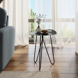 Tavolino rotondo 43x49h cm in metallo nero opaco - Gideon