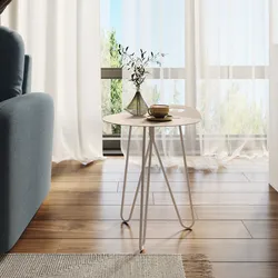 Tavolino rotondo 43x49h cm in metallo tortora opaco - Gideon