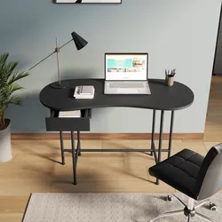 Scrivania 120x60 cm nero con top avvolgente e cassetto integrato - Grider