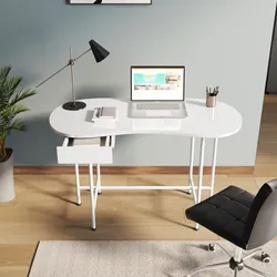 Scrivania 120x60 cm bianco con top avvolgente e cassetto integrato - Grider