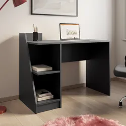 Scrivania 110x50 cm antracite con vani contenitori - Saetta