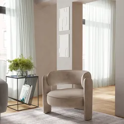 Poltrona design moderno in tessuto effetto maglia tortora - Vivian