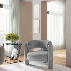 Poltrona design moderno tessuto effetto maglia grigio - Vivian