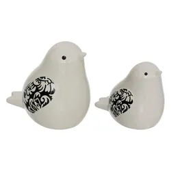 Set 2 figure decorative a forma di uccellini in ceramica bianco