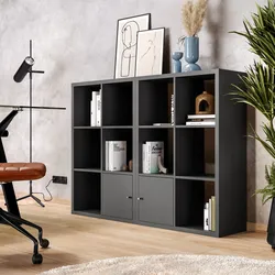 Mobile multiuso modulare 147x108h cm antracite con 2 ante - Tactik
