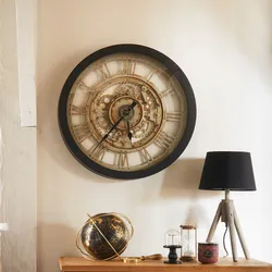 Orologio da parete rotondo 61 cm effetto metallo anticato con ingranaggi