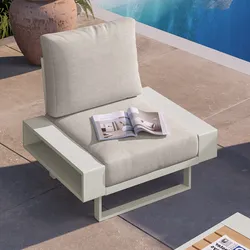 Poltrona da giardino in alluminio bianco con cuscini beige - Parfa